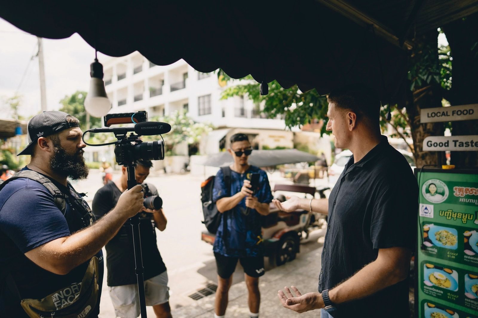 A film crew on a Siem Reap street